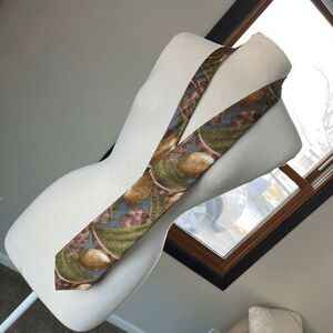 VTG John Weitz Silk Fruit Necktie Lemons Watermelon Wide 80s 90s